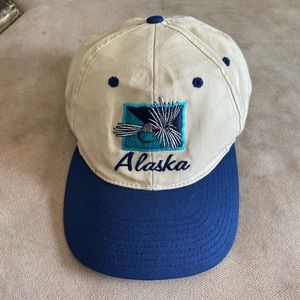 VINTAGE SnapBack Alaska hat with embroidered logo cotton 90s blue khaki teal